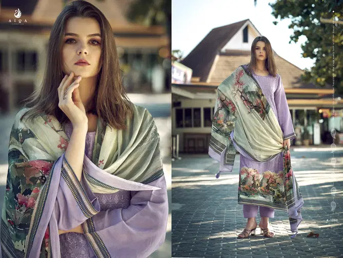 Lavender By Aiqa Fancy Work Muslin Printed Salwar Kameez Wholesale Shop In Surat